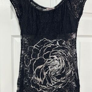Timing size medium black lace shirt.